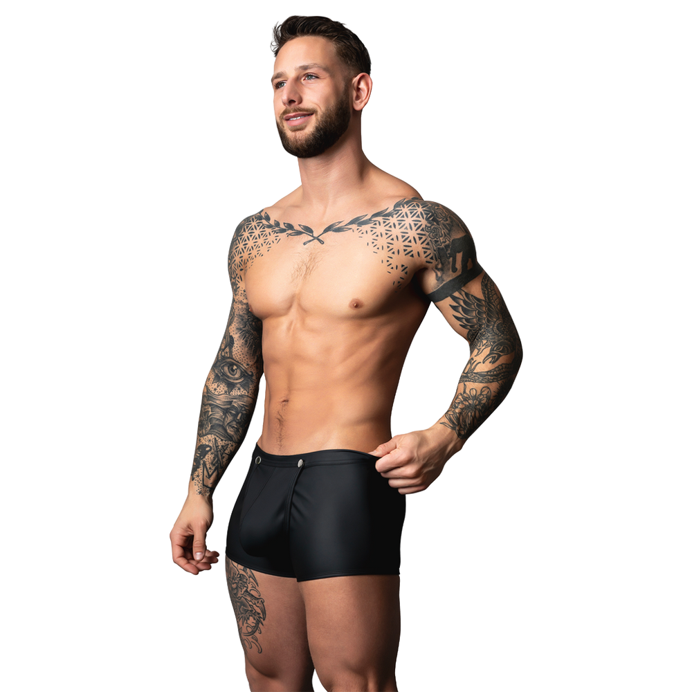 sexiga herrshorts wetlook riv-av trunks elastisk passform låg midja hög benskärning tearaway pouch metallknappar mjuk stretchig spandex andningsbar micro mesh komfortabel manlig underkläder