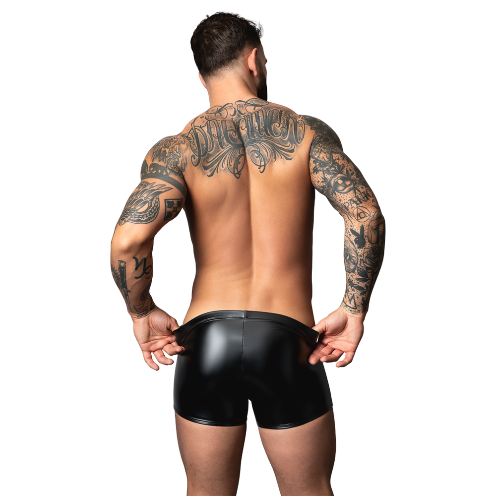sexiga herrshorts wetlook låg midja elastisk stretchig trosa male power konturerad påse bekväm passform glänsande tyg mjuk spandex polyester underkläder stödjande design stilfull kalsong sensuell boxershorts