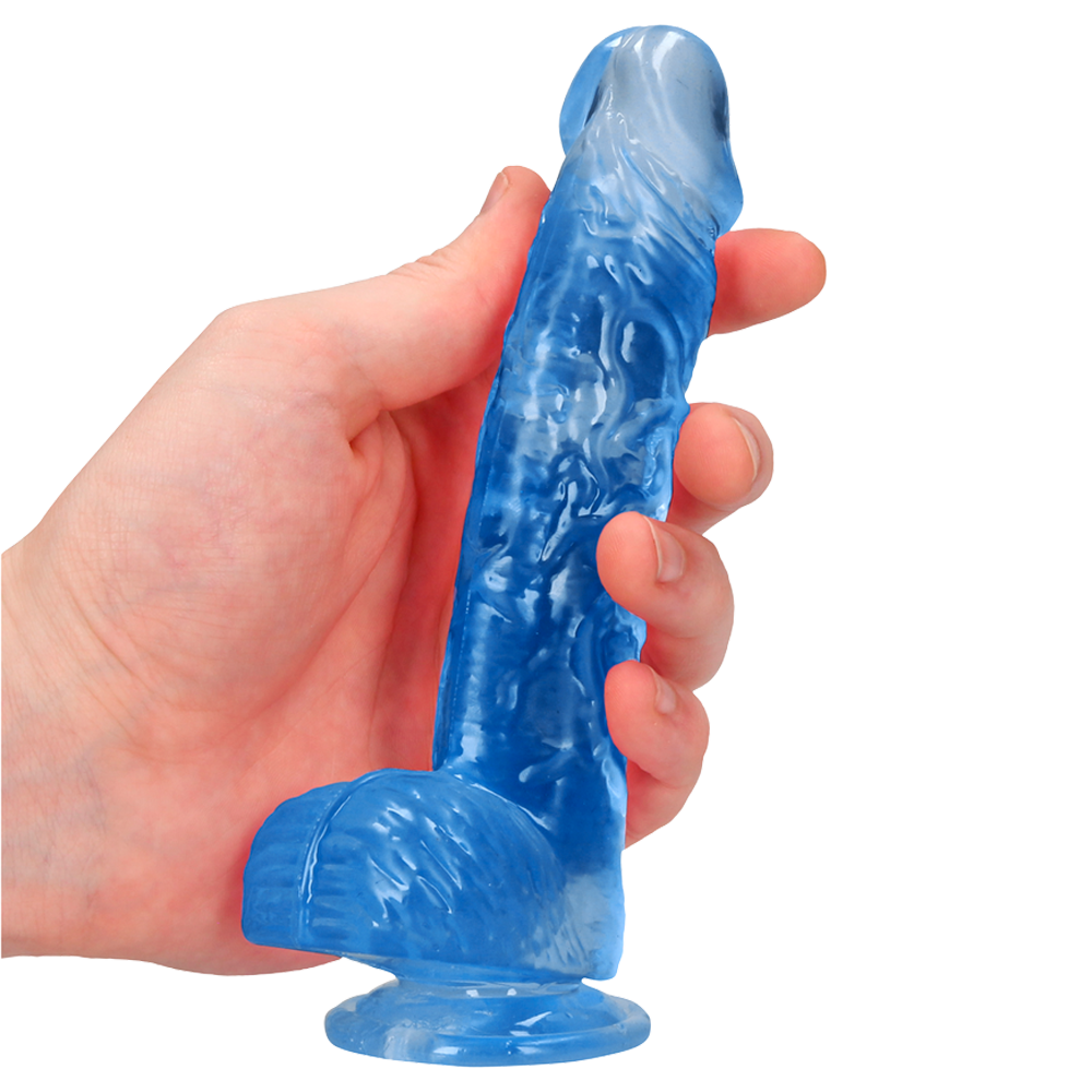 realistisk dildo sugkopp selekompatibel ådrigt skaft ollon testiklar ftalatfri latexfri kroppssäker tpe icke-porös enkel rengöring hållbar hygienisk handsfree sexleksak kristallklar transparent rosa blå storlekar