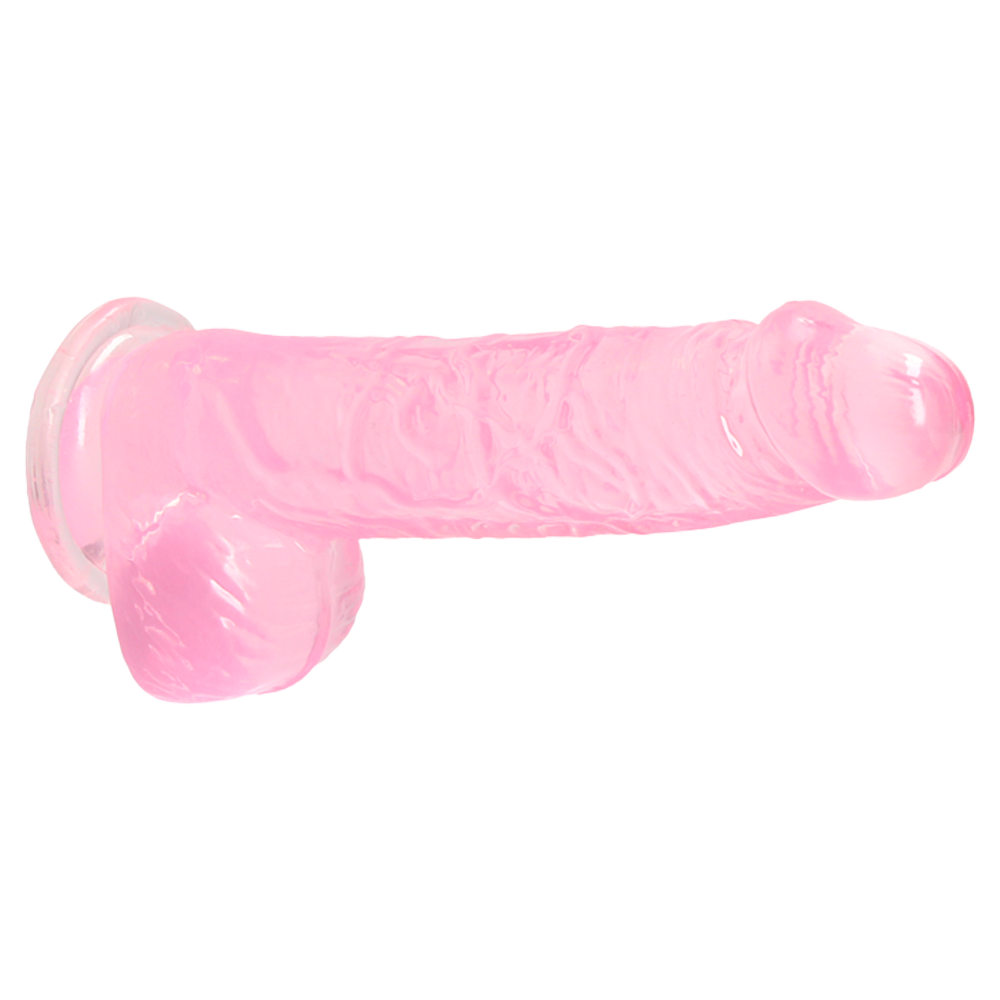 realistisk dildo sugkopp selekompatibel ådrigt skaft ollon testiklar ftalatfri latexfri kroppssäker tpe icke-porös enkel rengöring hållbar hygienisk handsfree sexleksak kristallklar transparent rosa blå storlekar