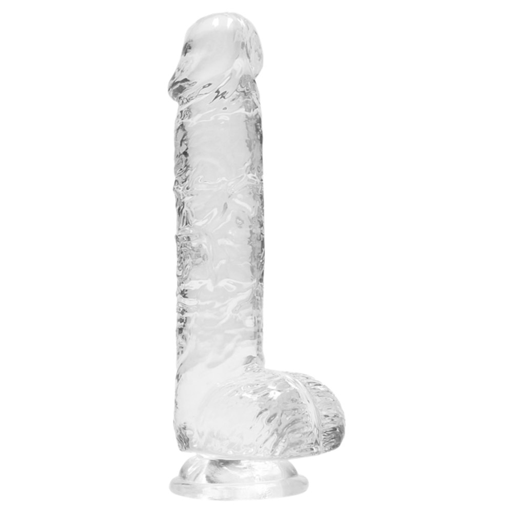 realistisk dildo sugkopp selekompatibel ådrigt skaft ollon testiklar ftalatfri latexfri kroppssäker tpe icke-porös enkel rengöring hållbar hygienisk handsfree sexleksak kristallklar transparent rosa blå storlekar