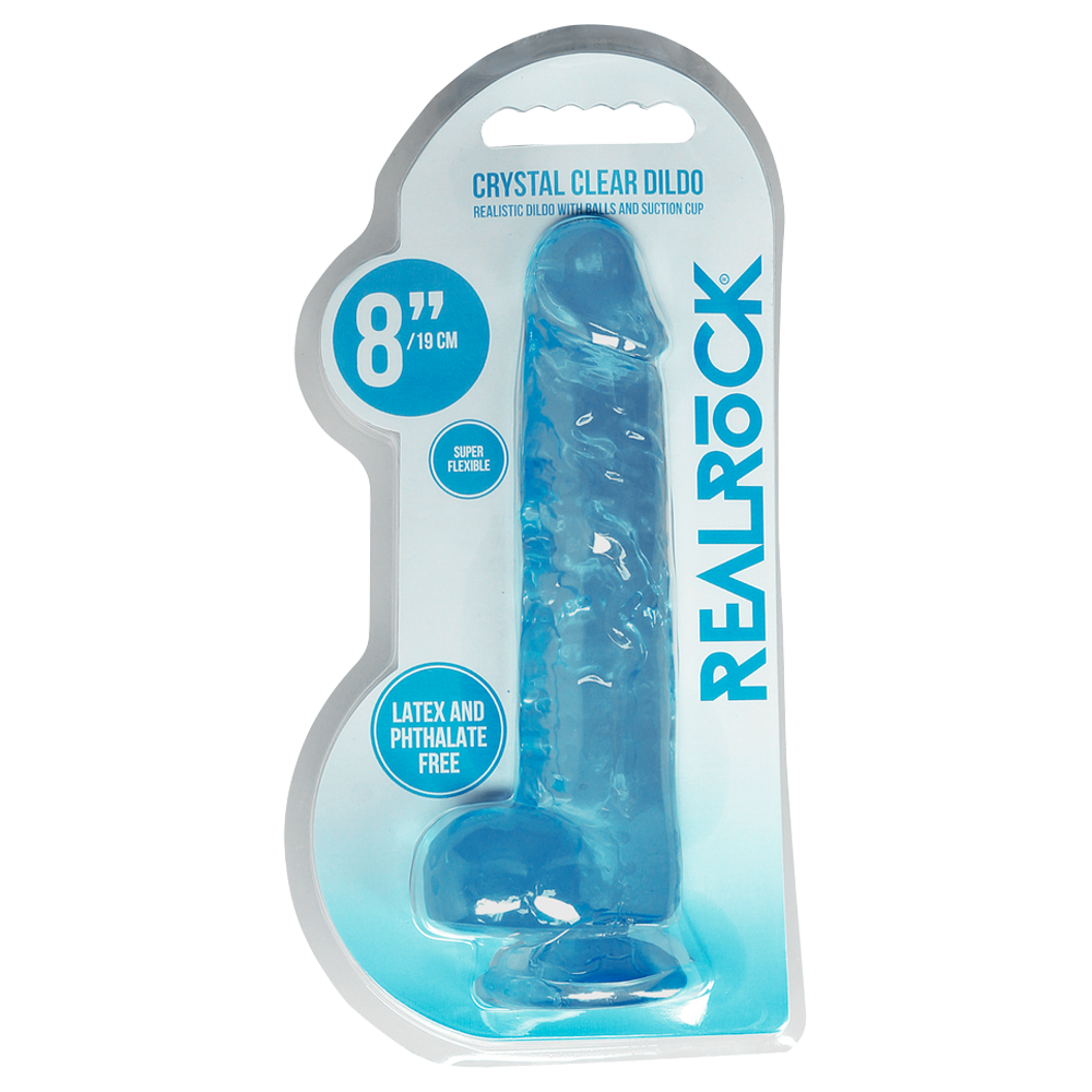 realistisk dildo sugkopp selekompatibel ådrigt skaft ollon testiklar ftalatfri latexfri kroppssäker tpe icke-porös enkel rengöring hållbar hygienisk handsfree sexleksak kristallklar transparent rosa blå storlekar