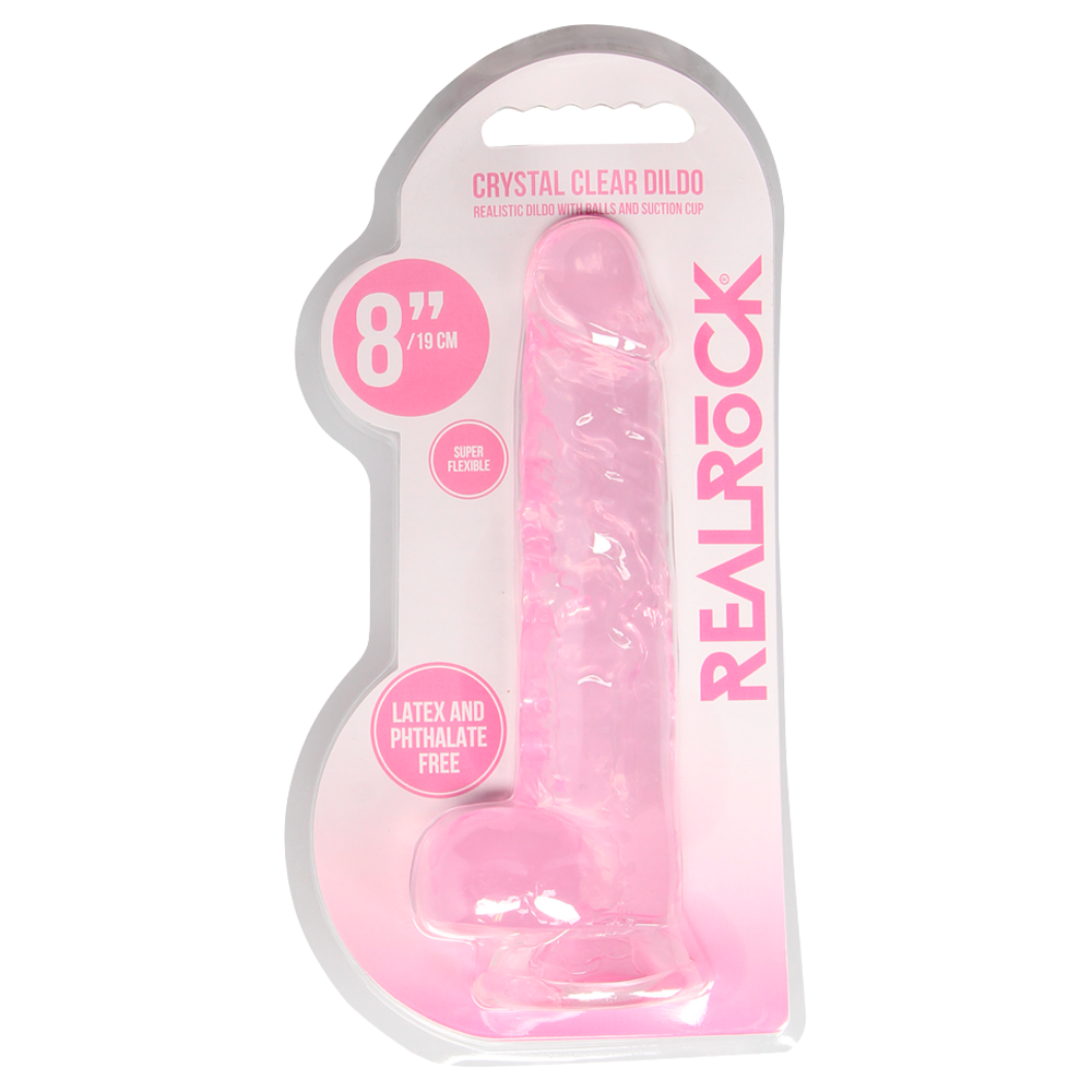 realistisk dildo sugkopp selekompatibel ådrigt skaft ollon testiklar ftalatfri latexfri kroppssäker tpe icke-porös enkel rengöring hållbar hygienisk handsfree sexleksak kristallklar transparent rosa blå storlekar