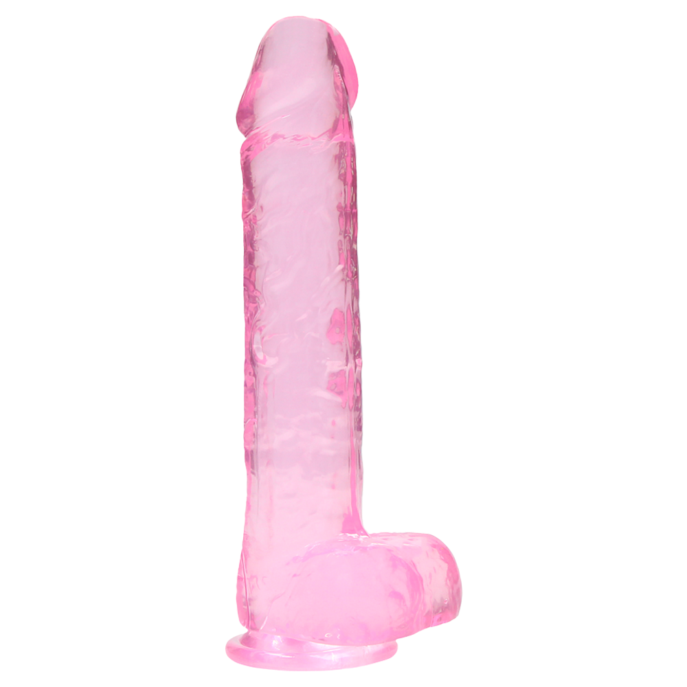realistisk dildo sugkopp selekompatibel ådrigt skaft ollon testiklar ftalatfri latexfri kroppssäker tpe icke-porös enkel rengöring hållbar hygienisk handsfree sexleksak kristallklar transparent rosa blå storlekar