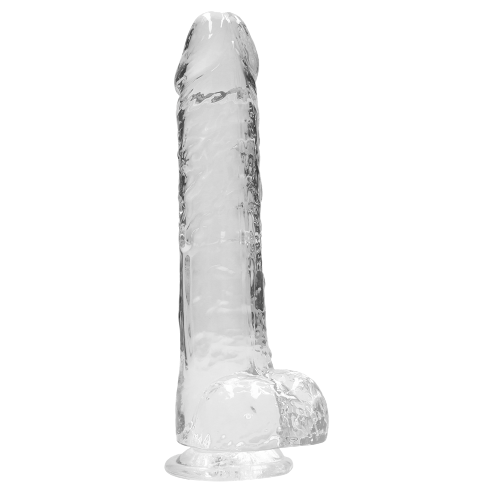 realistisk dildo sugkopp selekompatibel ådrigt skaft ollon testiklar ftalatfri latexfri kroppssäker tpe icke-porös enkel rengöring hållbar hygienisk handsfree sexleksak kristallklar transparent rosa blå storlekar