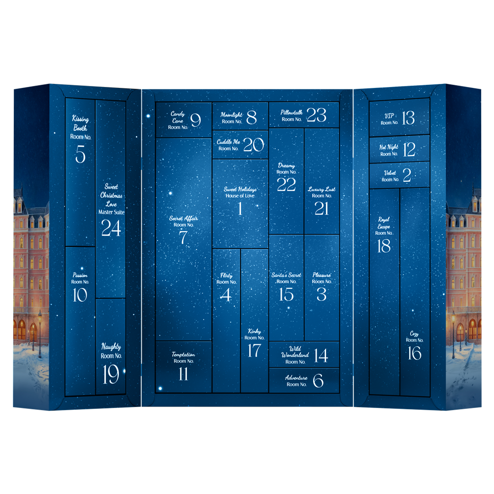 adventskalender vuxen lyx sexleksaker lufttrycksvibrator pulsator analpluggar knipkulor bondage massageoljor glidmedel rengöring accessoarer spel par singlar december passion njutning exklusiv limited edition gåva sensuell premium