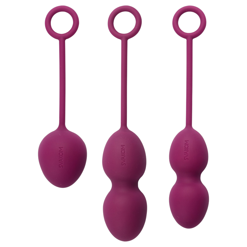 knipkulor bäckenbottenträning silikon ergonomisk design tre viktnivåer roterande vikt smidig spets enkel införing trygg ögla förvaringspåse muskelträning orgasmförbättring inkontinensförebyggande kroppssäker hygienisk diskret resvänlig sensuell stärkande