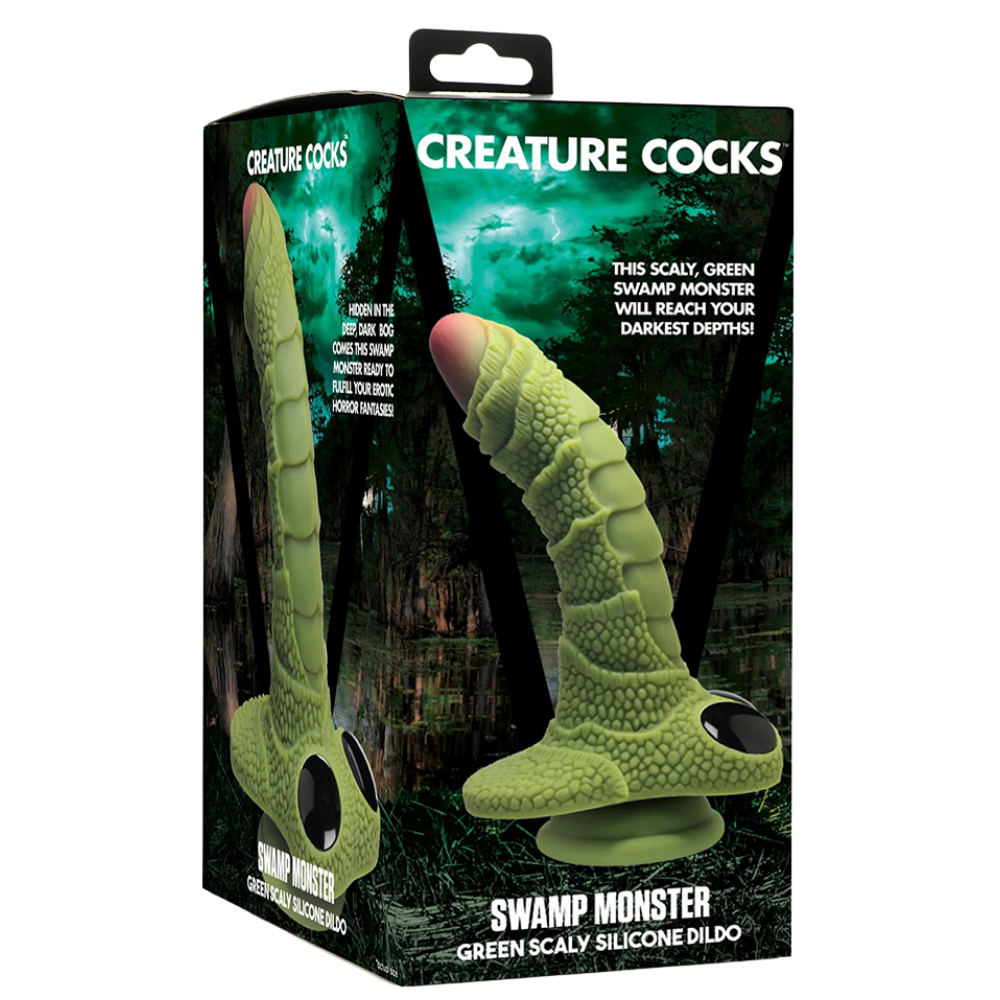 Creature Cocks - Swamp Monster Green Scaly Silicone Dildo