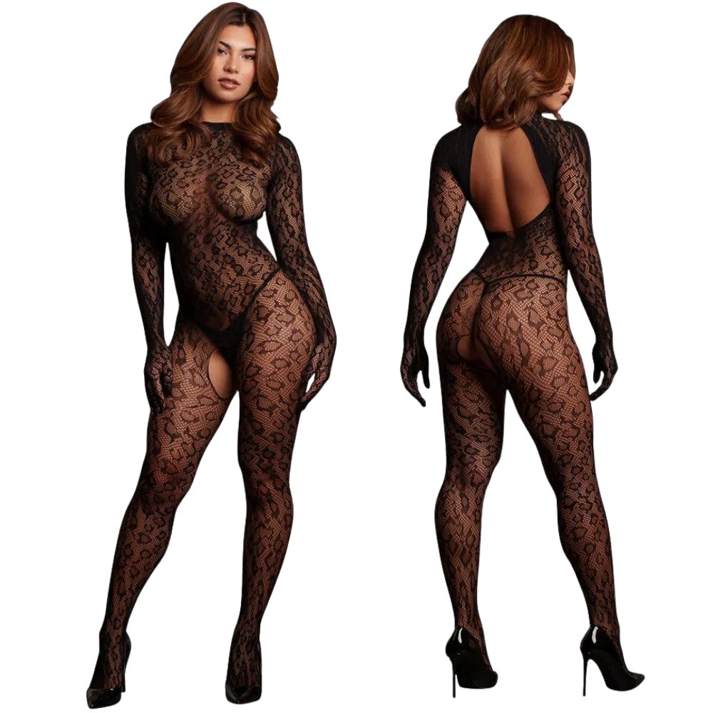 Roxy Leopard Open Knit Cat Suit