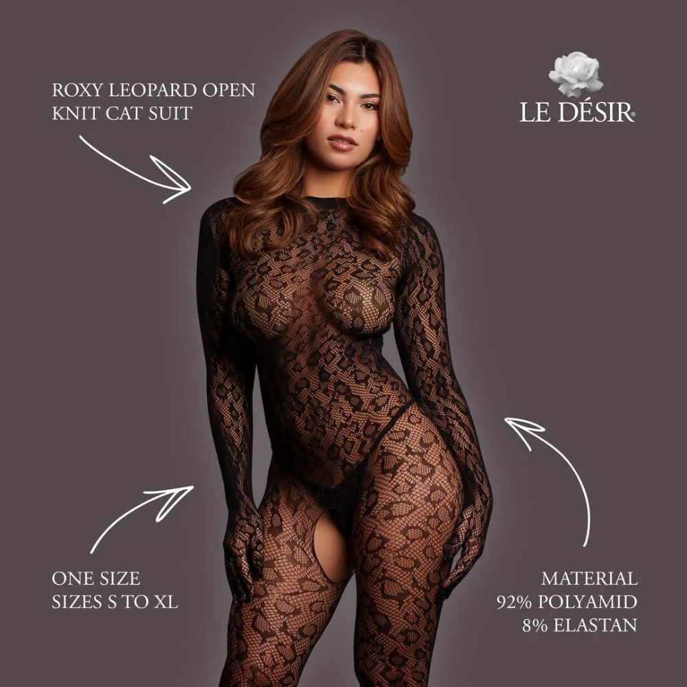 Roxy Leopard Open Knit Cat Suit