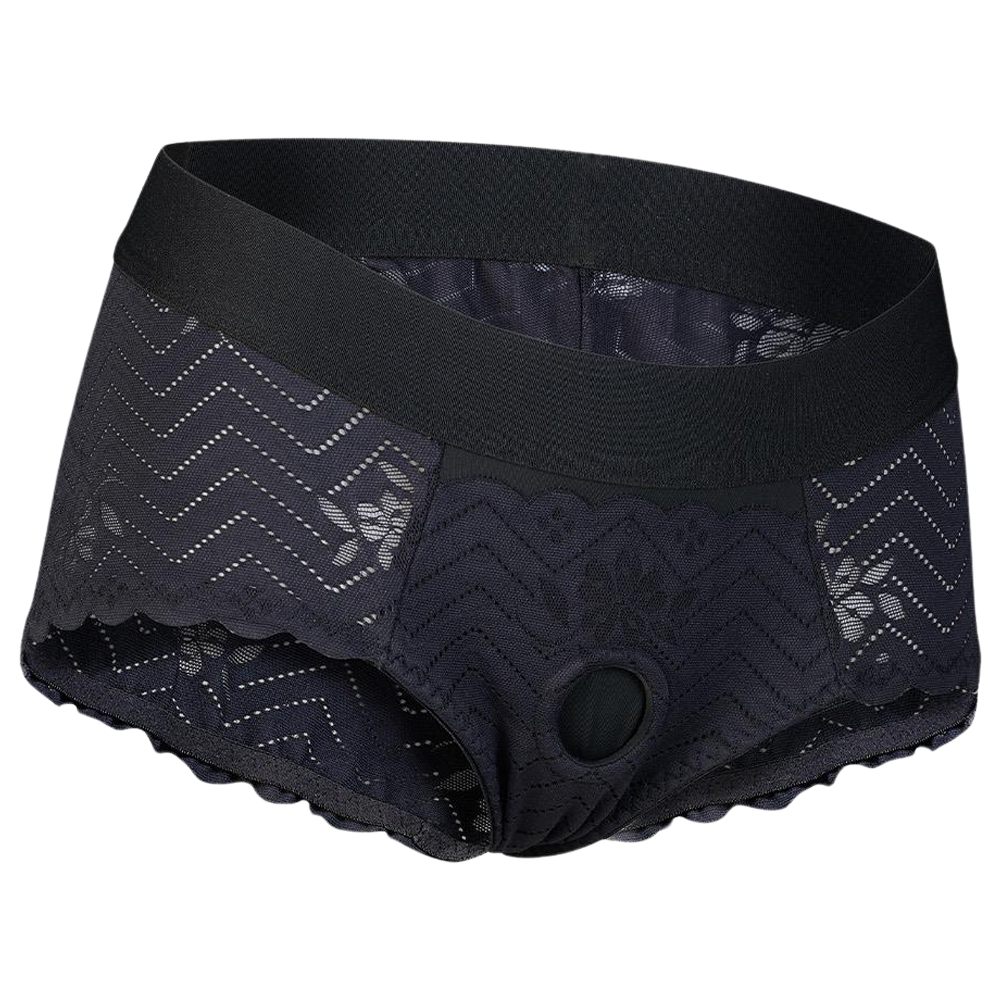 spetsig strap-on trosa hipster utbytbar dildo hudvänligt silikon justerbar passform parlek rollspel bekväm elastisk spets erotisk underkläder sexleksak för par