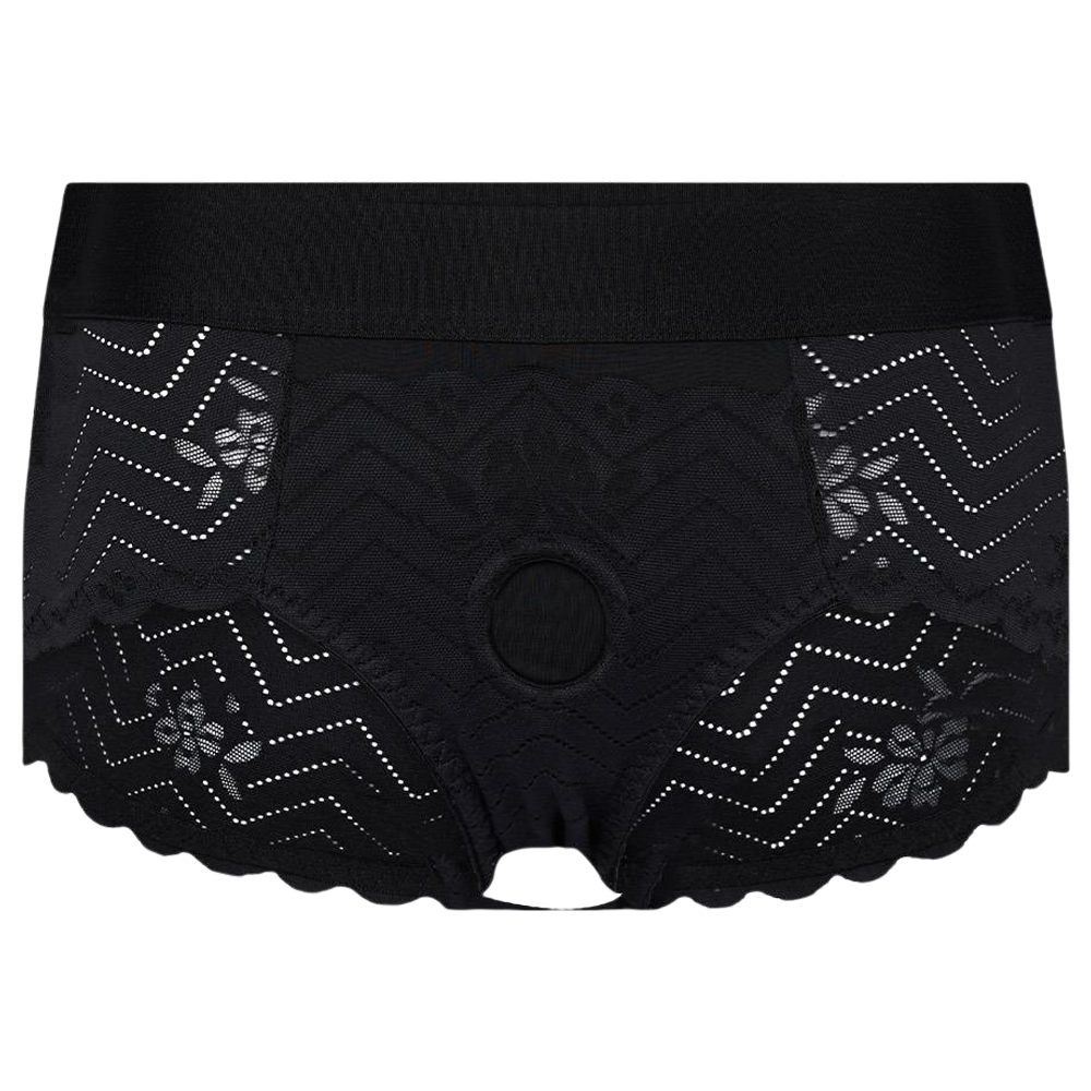 spetsig strap-on trosa hipster utbytbar dildo hudvänligt silikon justerbar passform parlek rollspel bekväm elastisk spets erotisk underkläder sexleksak för par