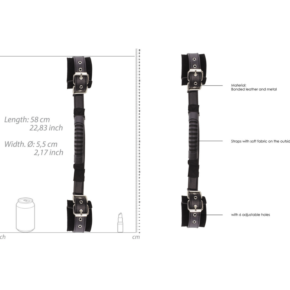 Black & White - Bonded Leather Wrist Cuffs with Handle
