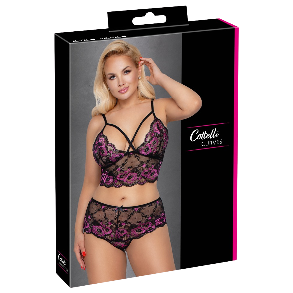 plus size underkläder spetsset bygelfri bh blommönster justerbara band kurvig passform midjehöga trosor elastisk polyamid spandex komfortabel lingerie romantisk design erotisk stil sensuell självsäker förförelse