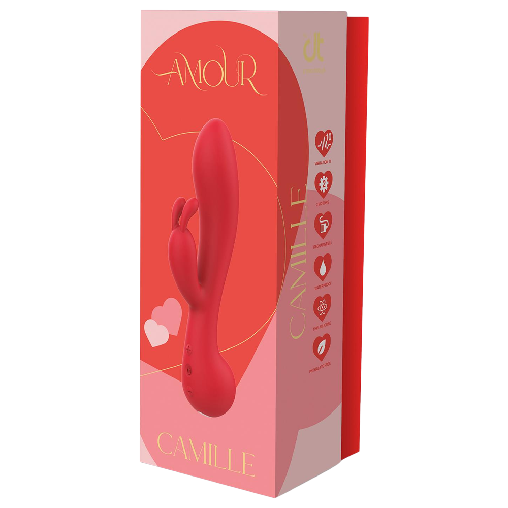 rabbitvibrator silkeslent silikon böjd axel G-punkt stimulans kaninöron klitoris två motorer fem rytmer fem hastigheter ergonomiskt grepp duschvänlig IPX6 laddningsbar magnetisk USB lång batteritid sexleksak lyxig design
