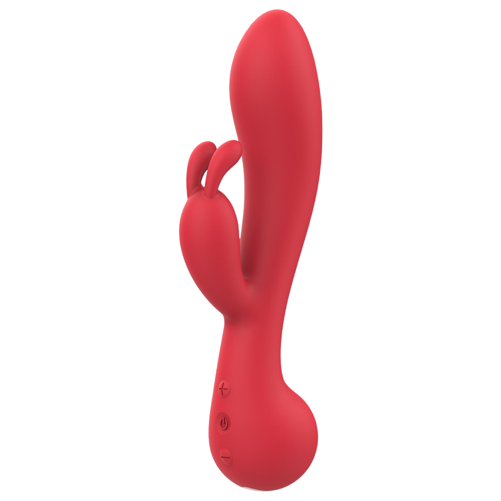 rabbitvibrator silkeslent silikon böjd axel G-punkt stimulans kaninöron klitoris två motorer fem rytmer fem hastigheter ergonomiskt grepp duschvänlig IPX6 laddningsbar magnetisk USB lång batteritid sexleksak lyxig design