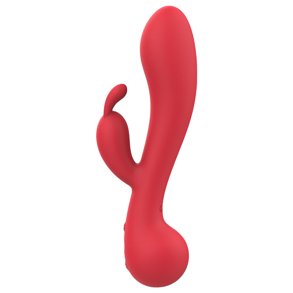 rabbitvibrator silkeslent silikon böjd axel G-punkt stimulans kaninöron klitoris två motorer fem rytmer fem hastigheter ergonomiskt grepp duschvänlig IPX6 laddningsbar magnetisk USB lång batteritid sexleksak lyxig design