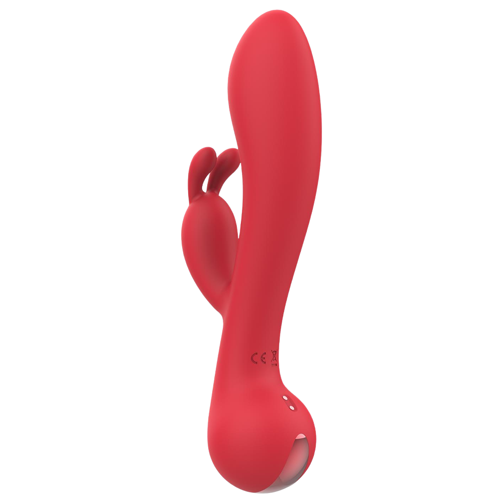 rabbitvibrator silkeslent silikon böjd axel G-punkt stimulans kaninöron klitoris två motorer fem rytmer fem hastigheter ergonomiskt grepp duschvänlig IPX6 laddningsbar magnetisk USB lång batteritid sexleksak lyxig design
