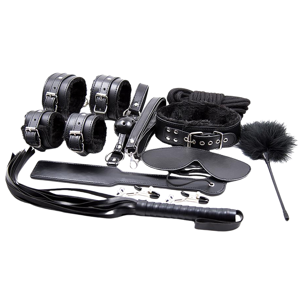 bondage kit dominans set bdsm utrustning mjuka bojor handfängsel ankelremar gag boll rep pisk paddel klämmor fetish lek sexkit kinky tillbehör bdsm-leksaker rollspel