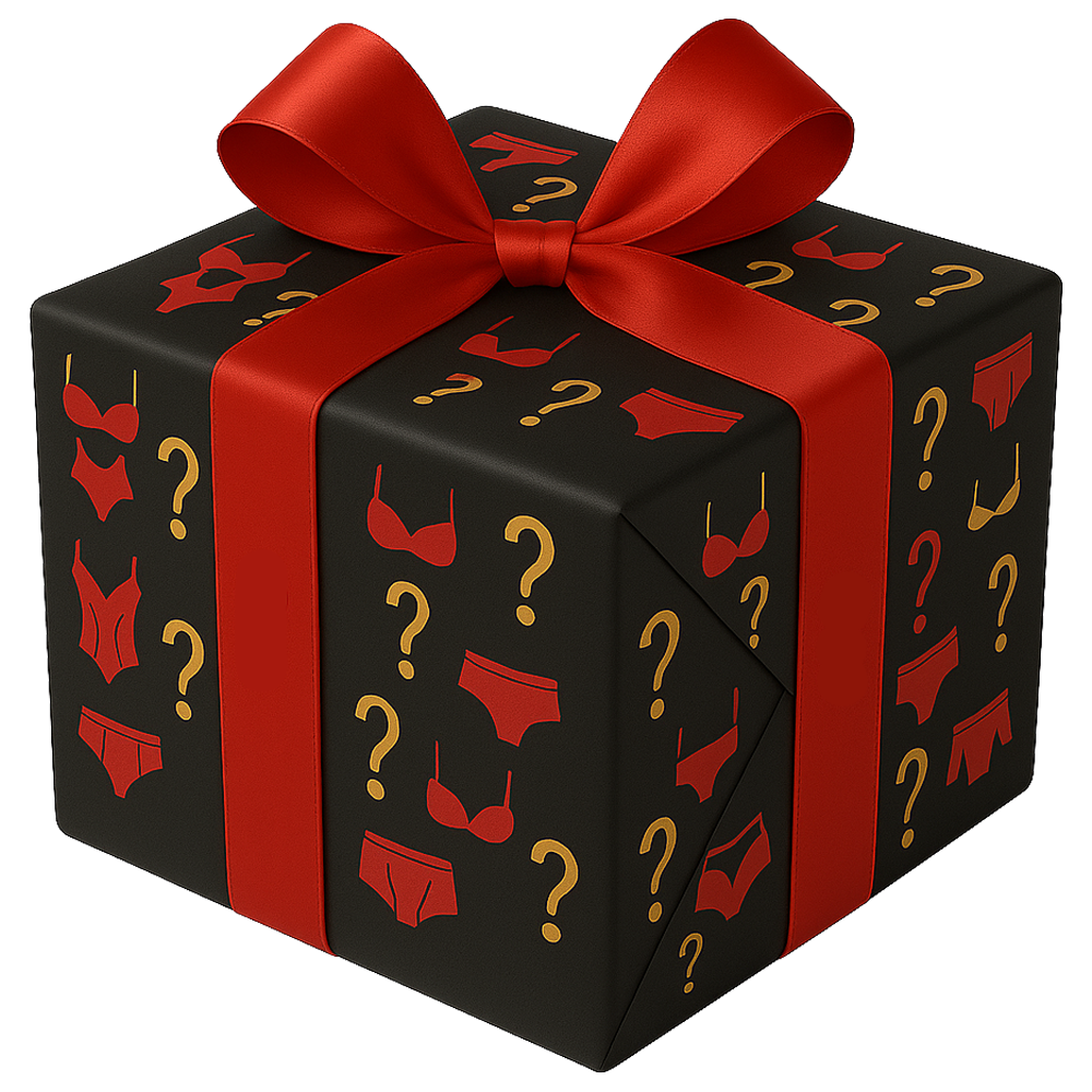 erotiskt hemligt klädpaket sexy lingerieset överraskningsbox sensuella plagg kinky outfit bustier stringtrosor nätbody sexig klädöverraskning