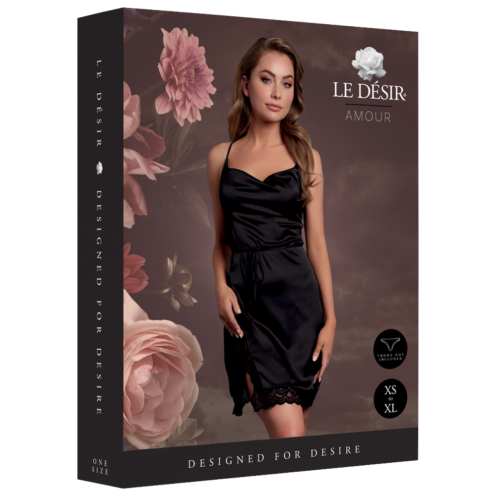 sensuell silkig klänning elegant långklänning slits korsade band öppen rygg stretchtyg följsam passform romantisk aftonklänning sexig festoutfit le désir satinlook smickrande siluett lyxig design XS-XL plus size