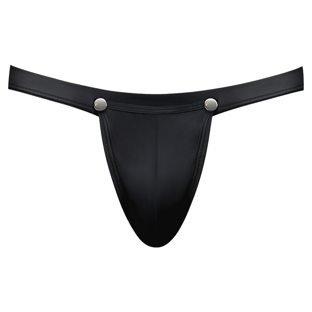 sexig herr jockstring wetlook matt svart spandex tryckknappar slitstark resår andningsbar bekväm passform elastisk midja hög skärning stödjande påse trendiga manliga underkläder sensuell design premiumkvalitet