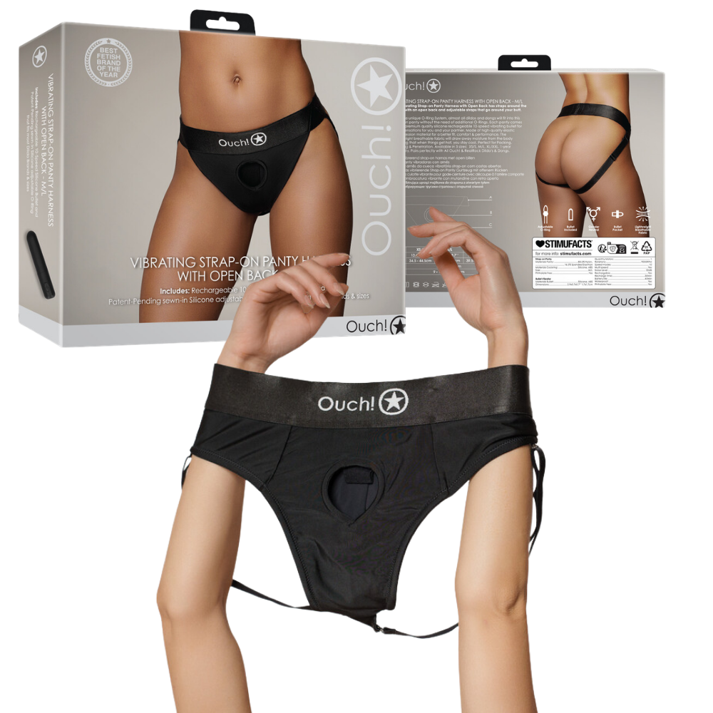 Vibrating Strap-on - Panty Harness with Open Back