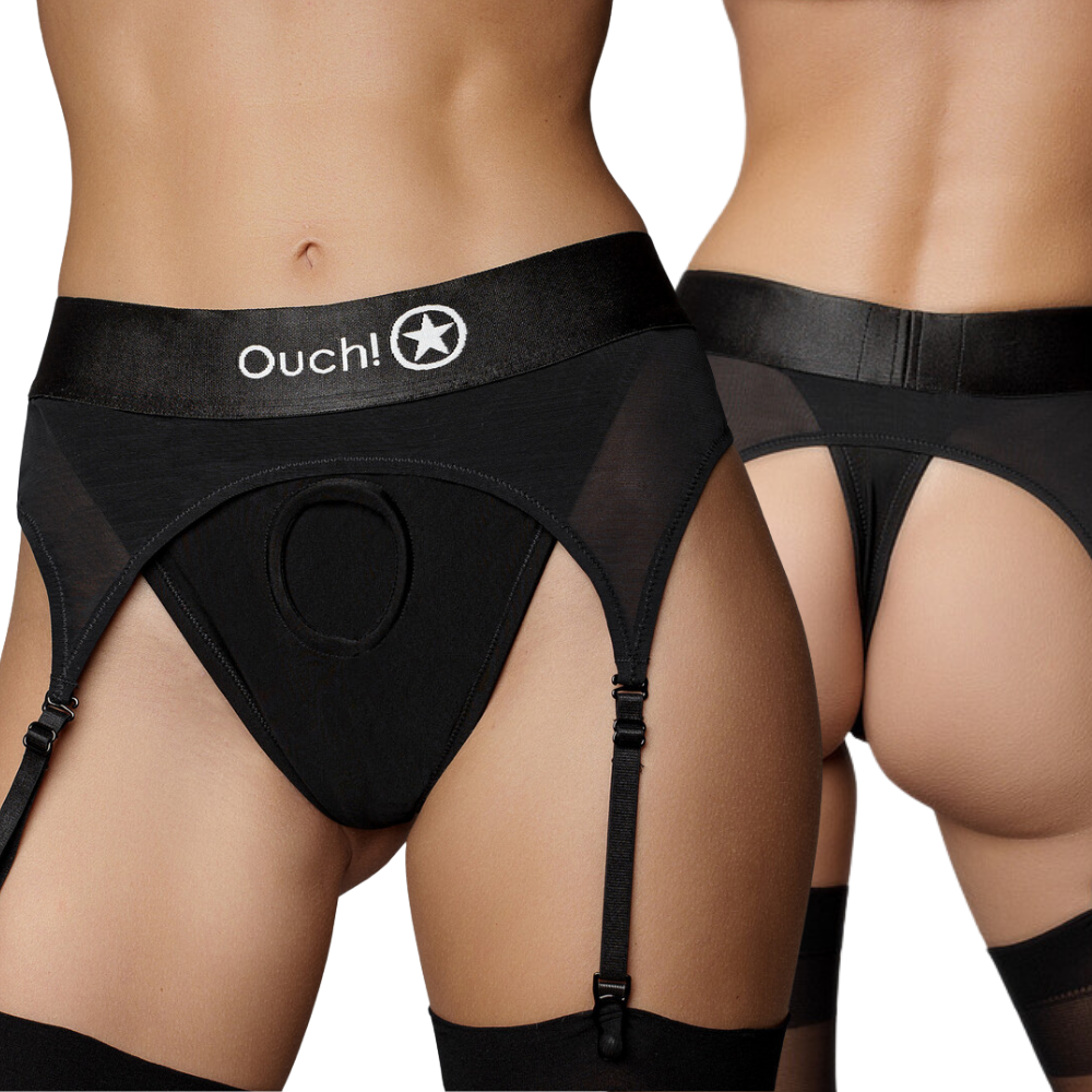 Vibrating Strap-on - Thong with Adjustable Garters