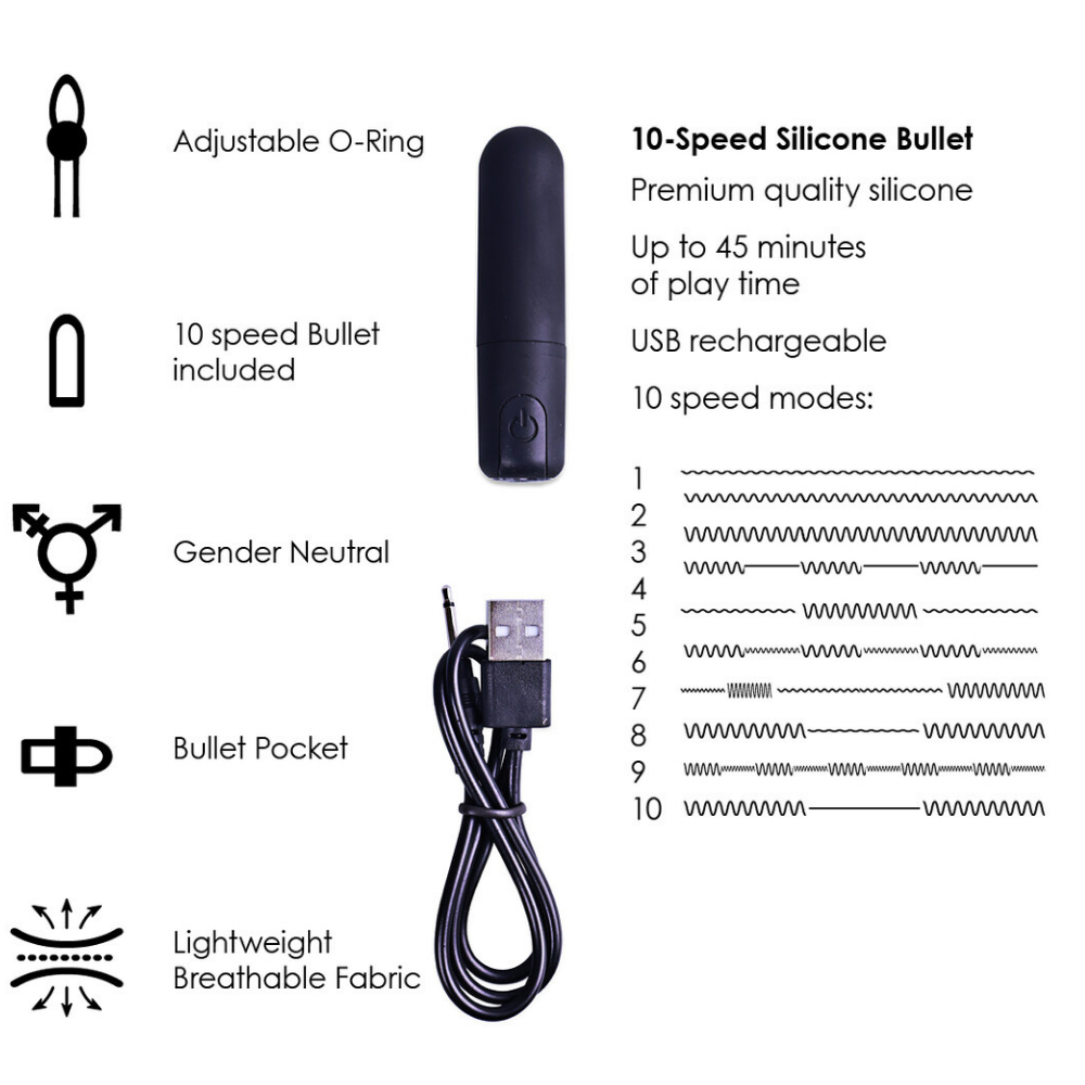 Vibrating Strap-on - Thong with Adjustable Garters