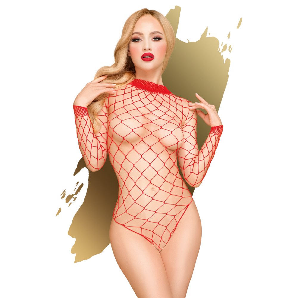 sexig body grovmaskigt nät diamantöglor stretchigt tyg höghalsad design långärmad dominant look erotisk lingerie förförelse sensuell outfit bekväm passform mjukt material kvinnlig underklädesset självsäker stil vågad klädsel