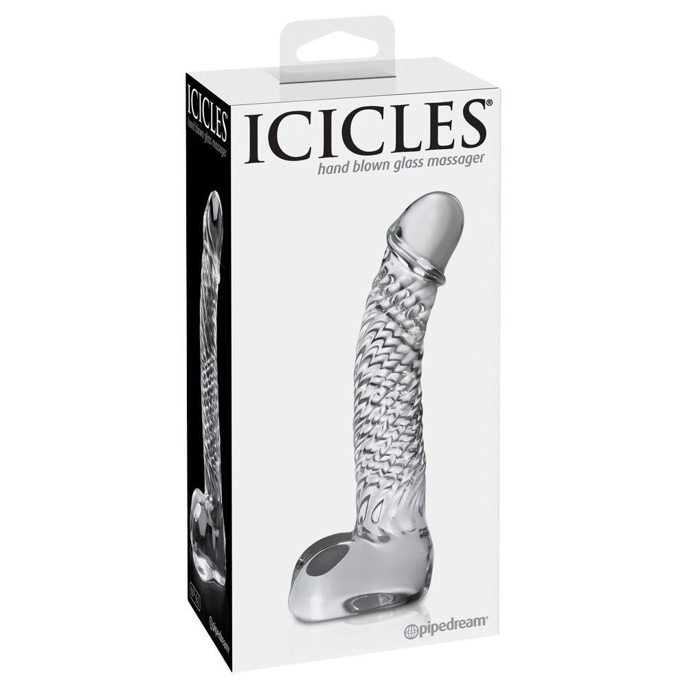 handgjord glasdildo böjd stav g punkt stimulans p punkt massage markerat ollon testikelbas ergonomisk form hygieniskt material temperaturlek varm kall sexleksak hypoallergen exklusiv design lyxig sexleksak