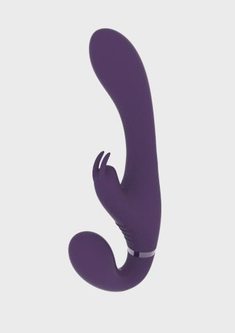 strapless rabbit vibrator tre motorer klimaxfunktion silikonyta vattentät uppladdningsbar delad njutning klitorisstimulans g-punkt penetration dubbelstimulans ergonomisk design parleksak kroppsvänlig sexleksak