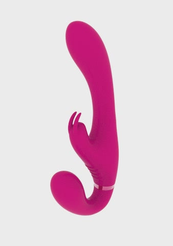 Ladda video: strapless rabbit vibrator tre motorer klimaxfunktion silikonyta vattentät uppladdningsbar delad njutning klitorisstimulans g-punkt penetration dubbelstimulans ergonomisk design parleksak kroppsvänlig sexleksak