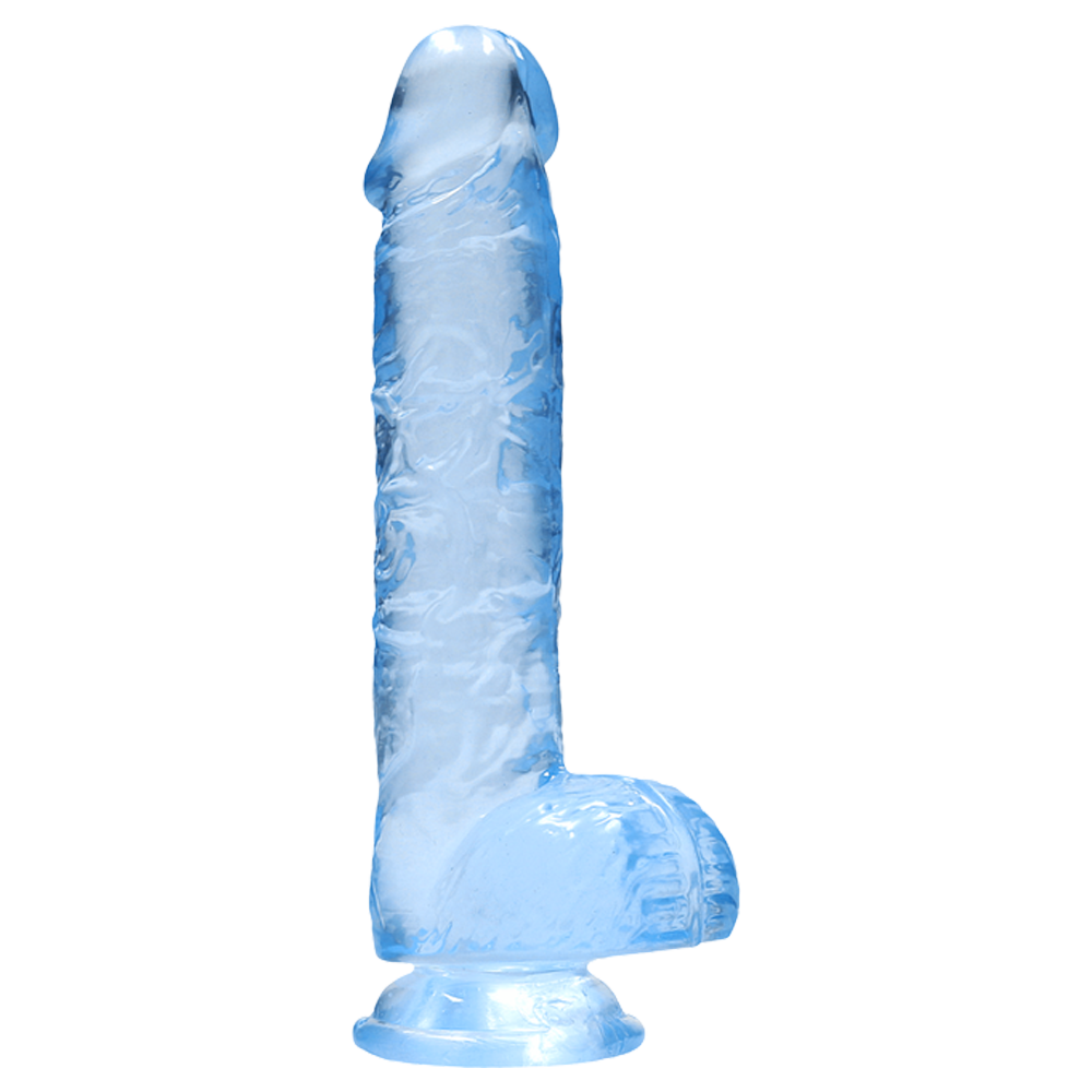 realistisk dildo sugkopp selekompatibel ådrigt skaft ollon testiklar ftalatfri latexfri kroppssäker tpe icke-porös enkel rengöring hållbar hygienisk handsfree sexleksak kristallklar transparent rosa blå storlekar