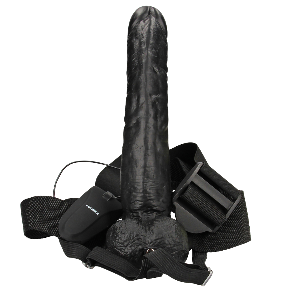 Vibrating Hollow Strap-on 8"