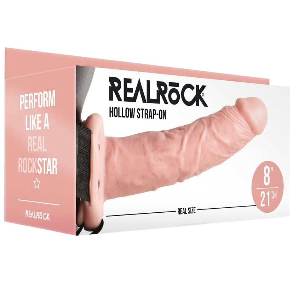 Vibrating Hollow Strap-on 8"