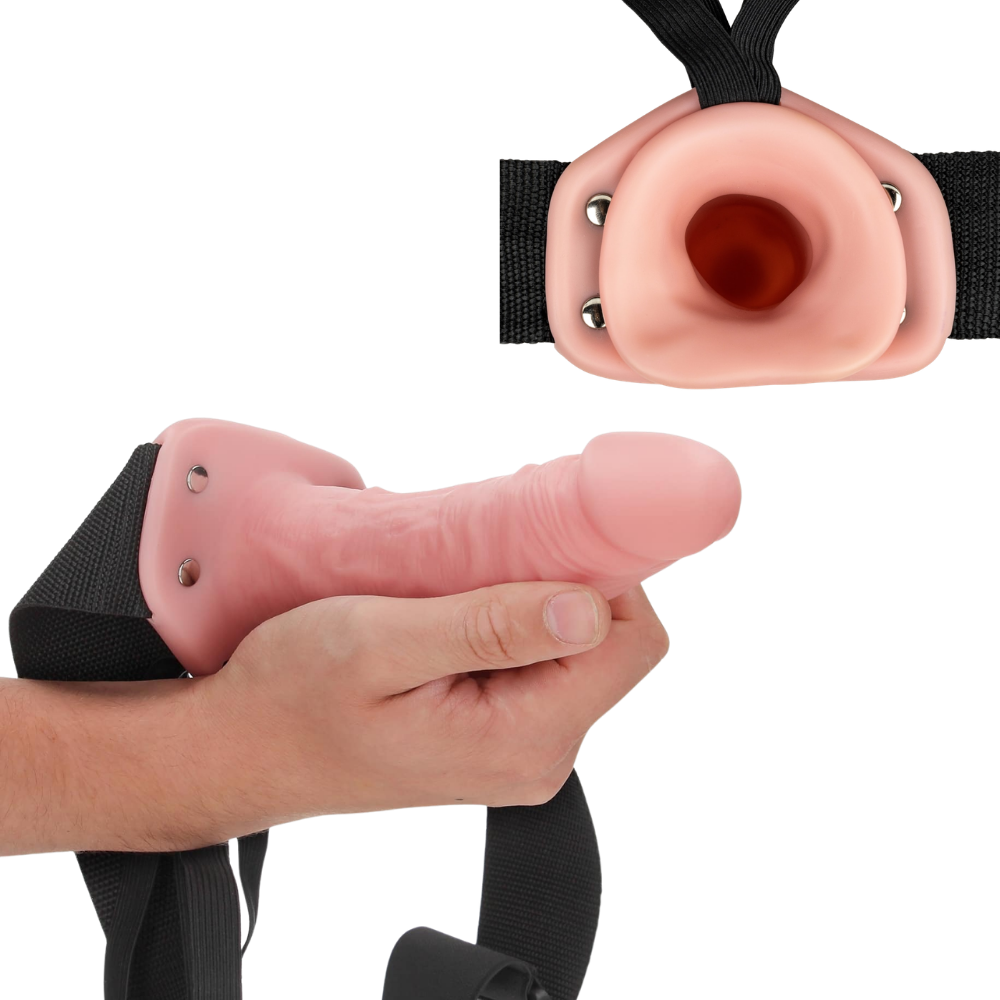 Vibrating Hollow Strap-on 6"