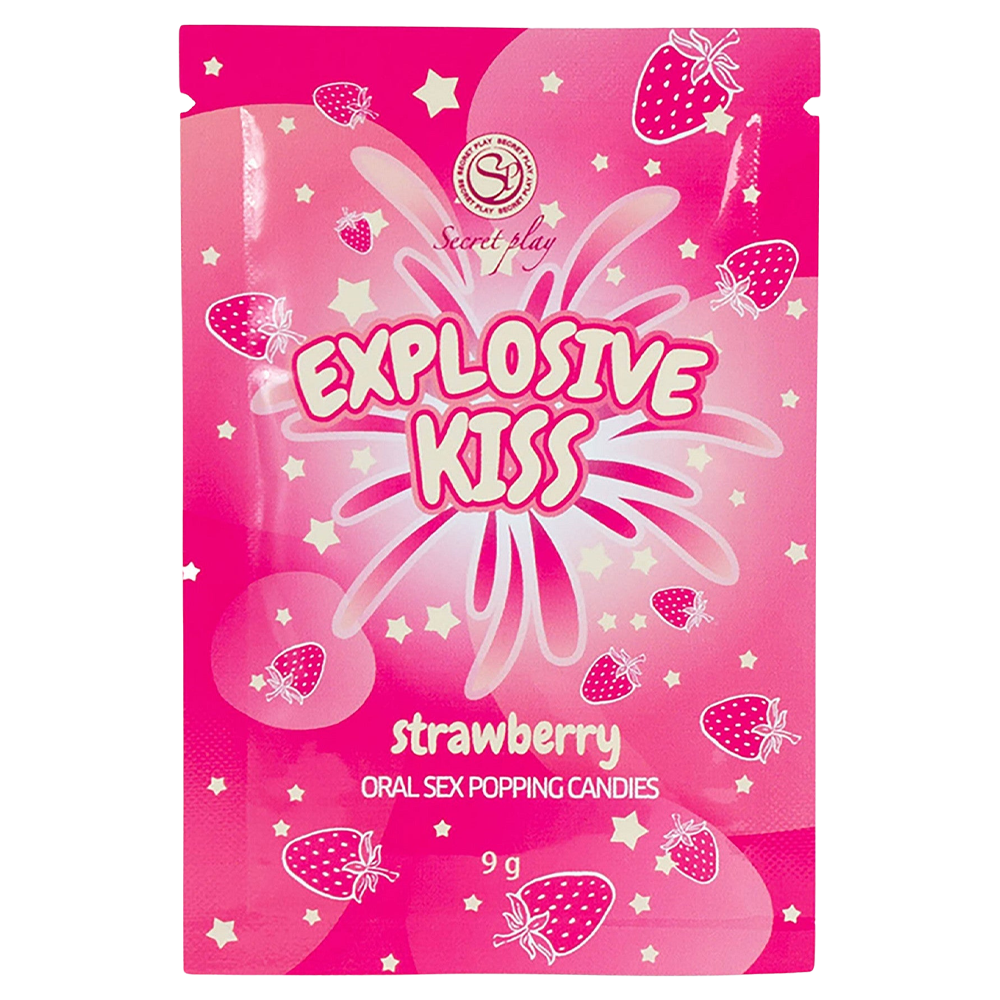 poppande godis kristaller oralsex kyssar badlek pirrande sensation ätbar engångspåse mint smak strawberry watermelon sprakar munnen erotisk njutning sensuell överraskning intim lekförpackning unisex sexleksak tillbehör