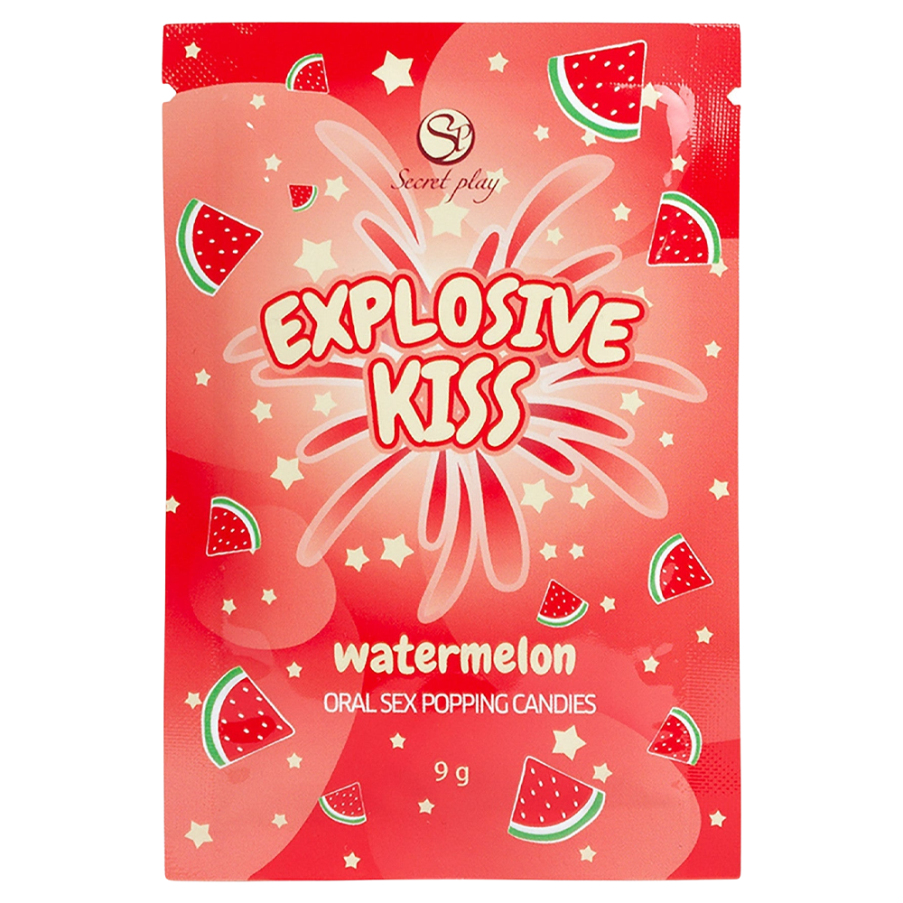 poppande godis kristaller oralsex kyssar badlek pirrande sensation ätbar engångspåse mint smak strawberry watermelon sprakar munnen erotisk njutning sensuell överraskning intim lekförpackning unisex sexleksak tillbehör