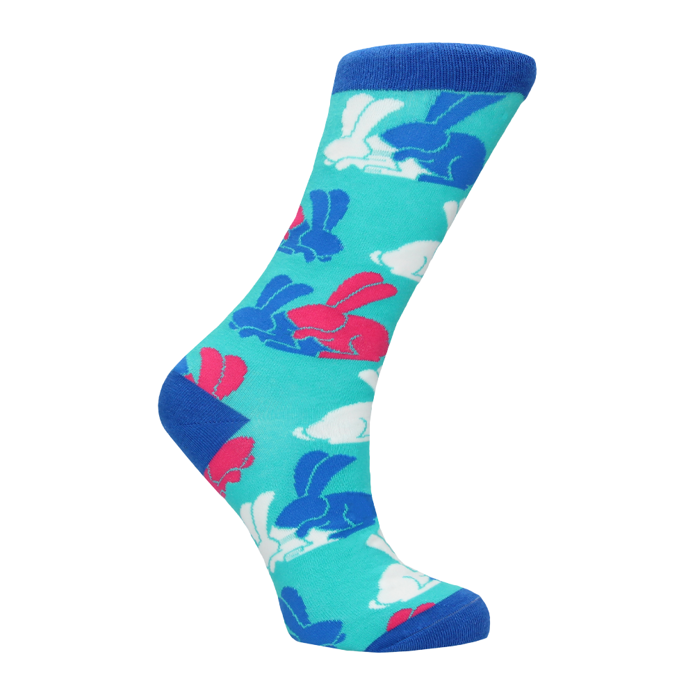 strumpor kaninmönster färgglad lekfull design stretchig bomull bekväm unisex humoristisk accessoar presenttips mjuk textil vardagsplagg unik stil skämt gåva avslappnad casual
