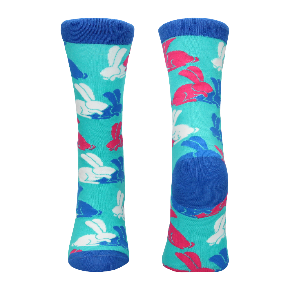 strumpor kaninmönster färgglad lekfull design stretchig bomull bekväm unisex humoristisk accessoar presenttips mjuk textil vardagsplagg unik stil skämt gåva avslappnad casual