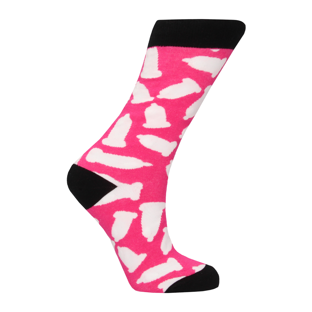strumpor kondommönster färgglad humor stretchig bekväm bomull unisex presenttips lekfull design mjuk passform rolig accessoar unik vardagsstil skämtplagg ungdomlig textil trendig