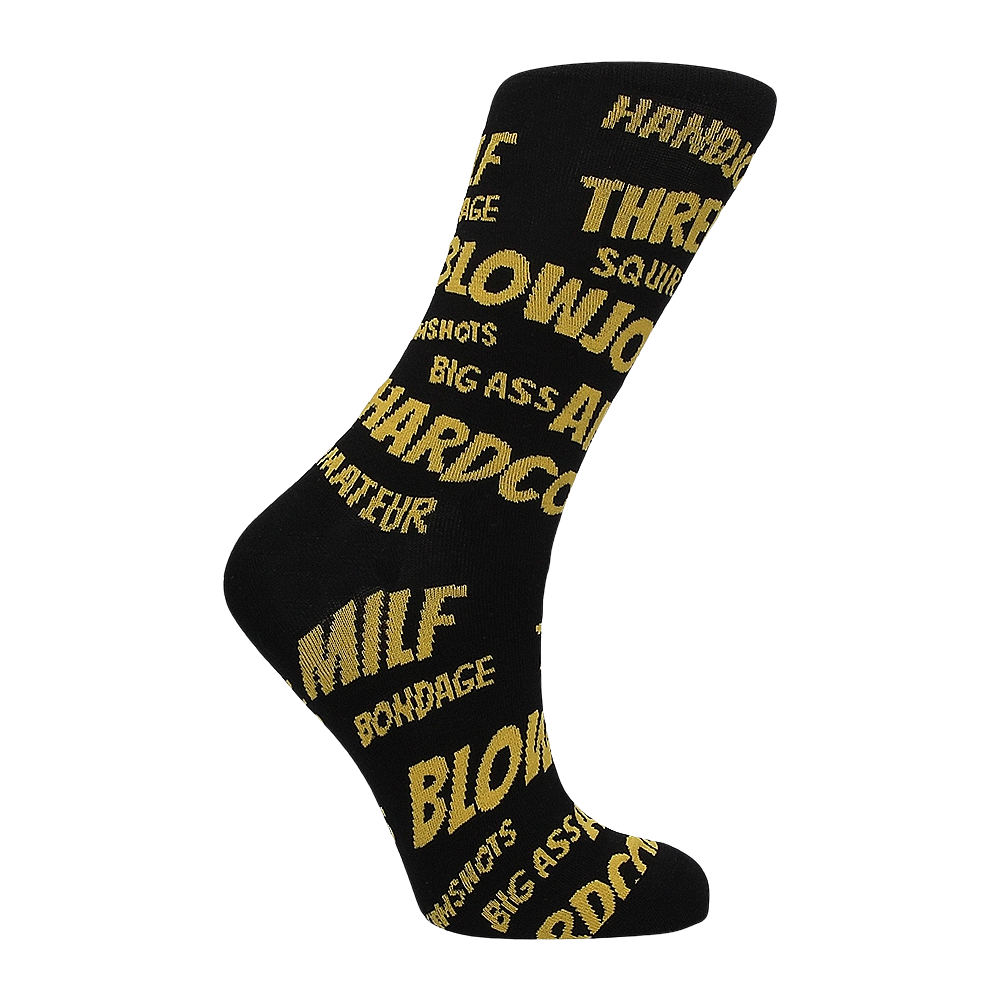 strumpor snuskig text stretchig bomull bekväm passform skämtpresent roliga accessoarer humoristisk design unisex vardagsplagg lekfull gåva mjuka fötter presenttips sexig detalj