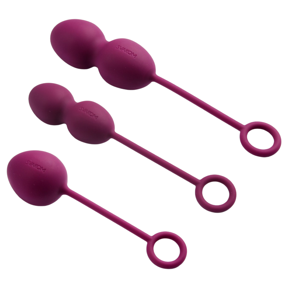 knipkulor bäckenbottenträning silikon ergonomisk design tre viktnivåer roterande vikt smidig spets enkel införing trygg ögla förvaringspåse muskelträning orgasmförbättring inkontinensförebyggande kroppssäker hygienisk diskret resvänlig sensuell stärkande