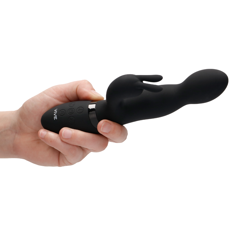 rabbitvibrator trippelmotor roterande skaft klimaxfunktion kittlande öron silikonyta kroppsvänlig vattentät uppladdningsbar stark vibration multifunktionell smidig kontrollpanel sexleksak massagefunktion sexleksaksdesign