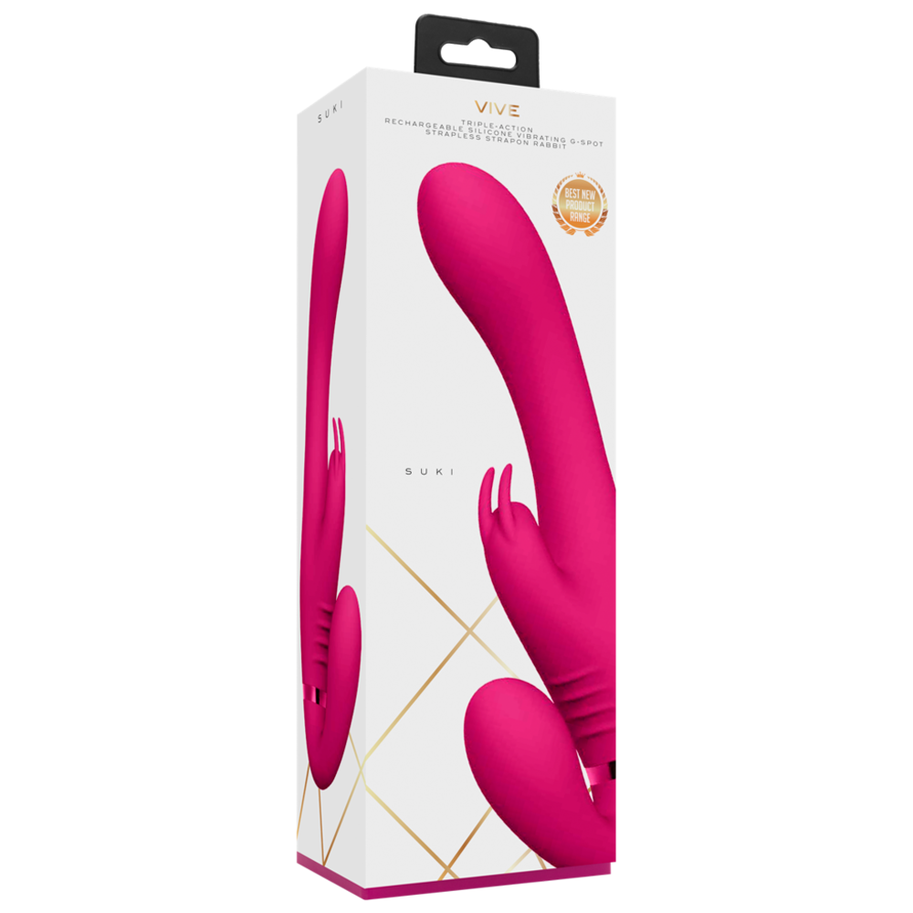 strapless rabbit vibrator tre motorer klimaxfunktion silikonyta vattentät uppladdningsbar delad njutning klitorisstimulans g-punkt penetration dubbelstimulans ergonomisk design parleksak kroppsvänlig sexleksak