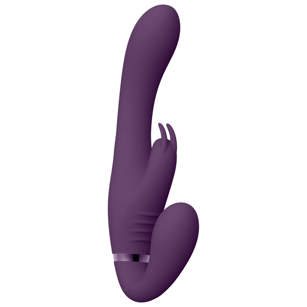 strapless rabbit vibrator tre motorer klimaxfunktion silikonyta vattentät uppladdningsbar delad njutning klitorisstimulans g-punkt penetration dubbelstimulans ergonomisk design parleksak kroppsvänlig sexleksak