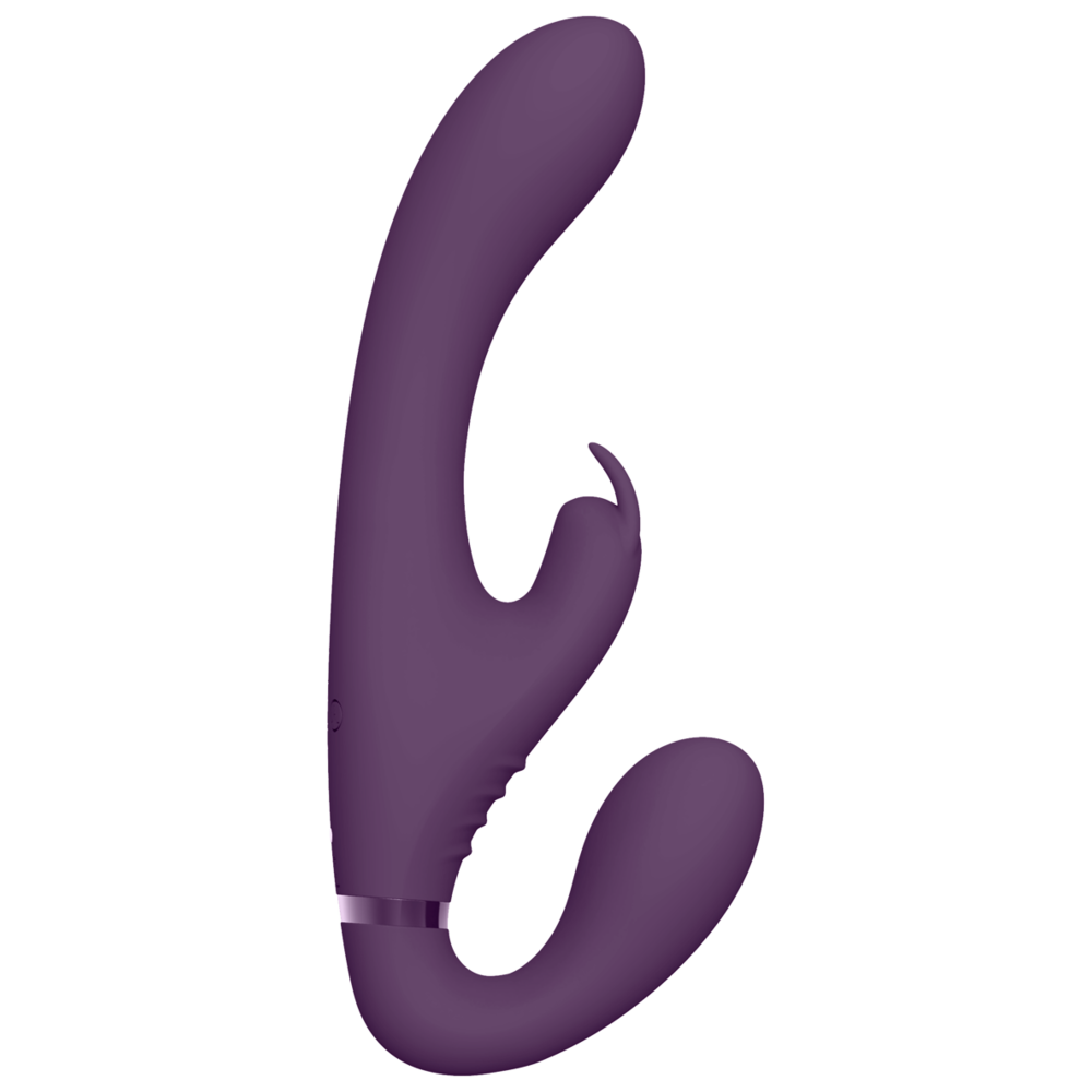 strapless rabbit vibrator tre motorer klimaxfunktion silikonyta vattentät uppladdningsbar delad njutning klitorisstimulans g-punkt penetration dubbelstimulans ergonomisk design parleksak kroppsvänlig sexleksak