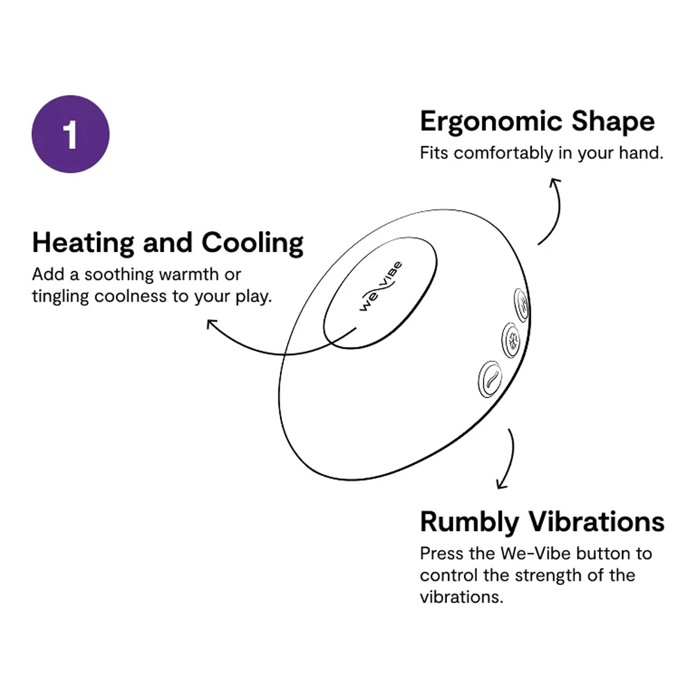 lay-on vibrator we vibe värme kyla temperaturlek silikon ergonomisk tyst vattentät uppladdningsbar tre vibrationslägen sensuell stimulans hudvänlig sexleksak solo par