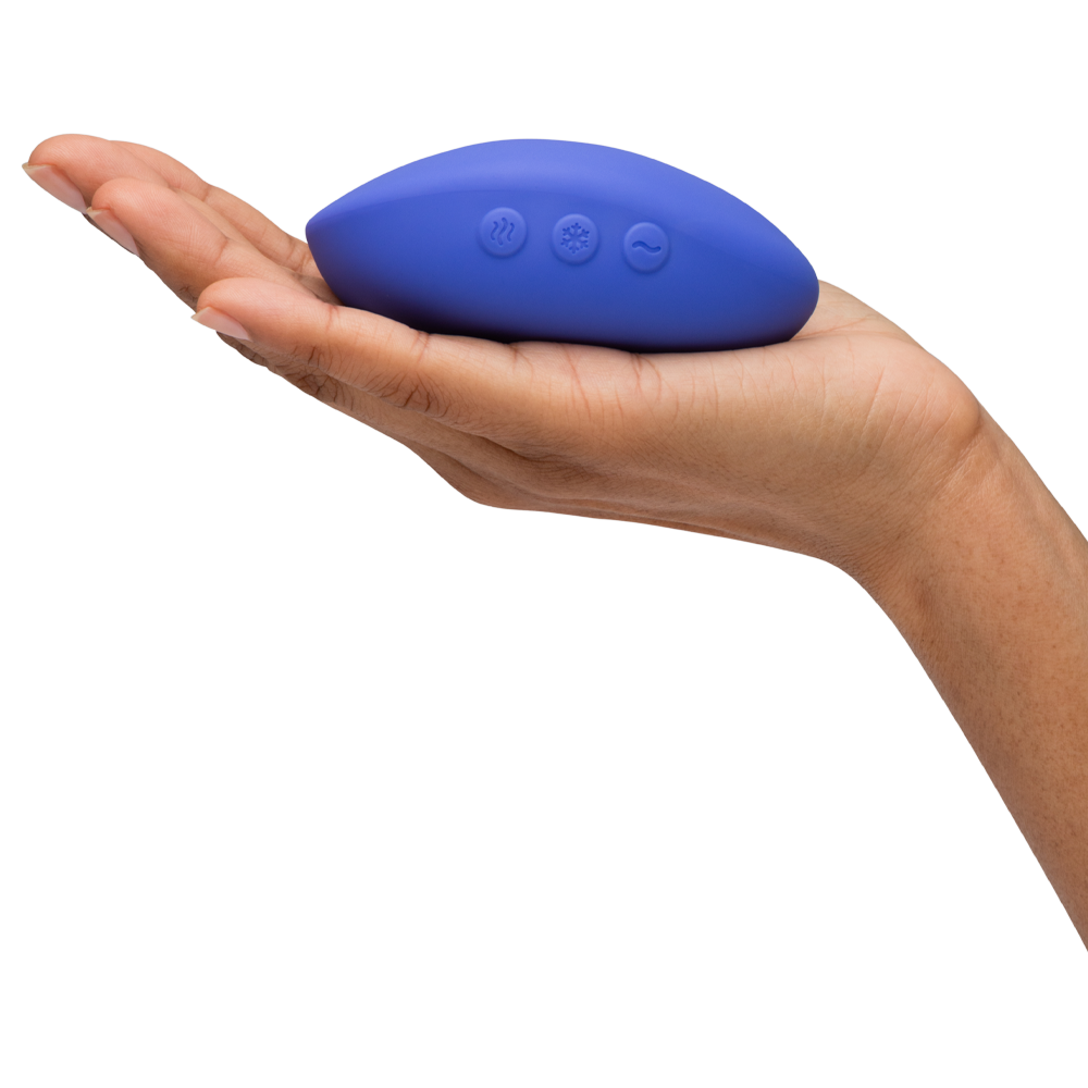 lay-on vibrator we vibe värme kyla temperaturlek silikon ergonomisk tyst vattentät uppladdningsbar tre vibrationslägen sensuell stimulans hudvänlig sexleksak solo par